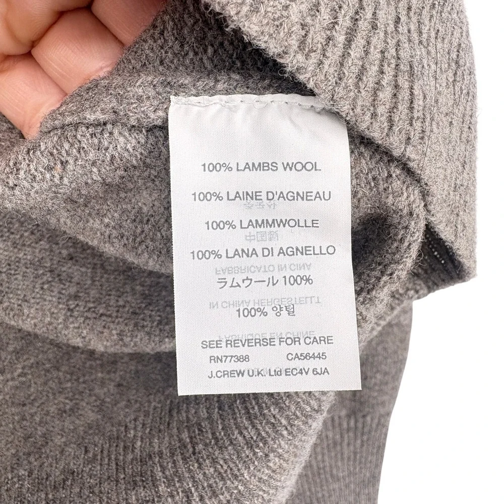 J.Crew Men's Shawl Collar Lambswool Pullover Sweater Brown Button Size Medium‎
